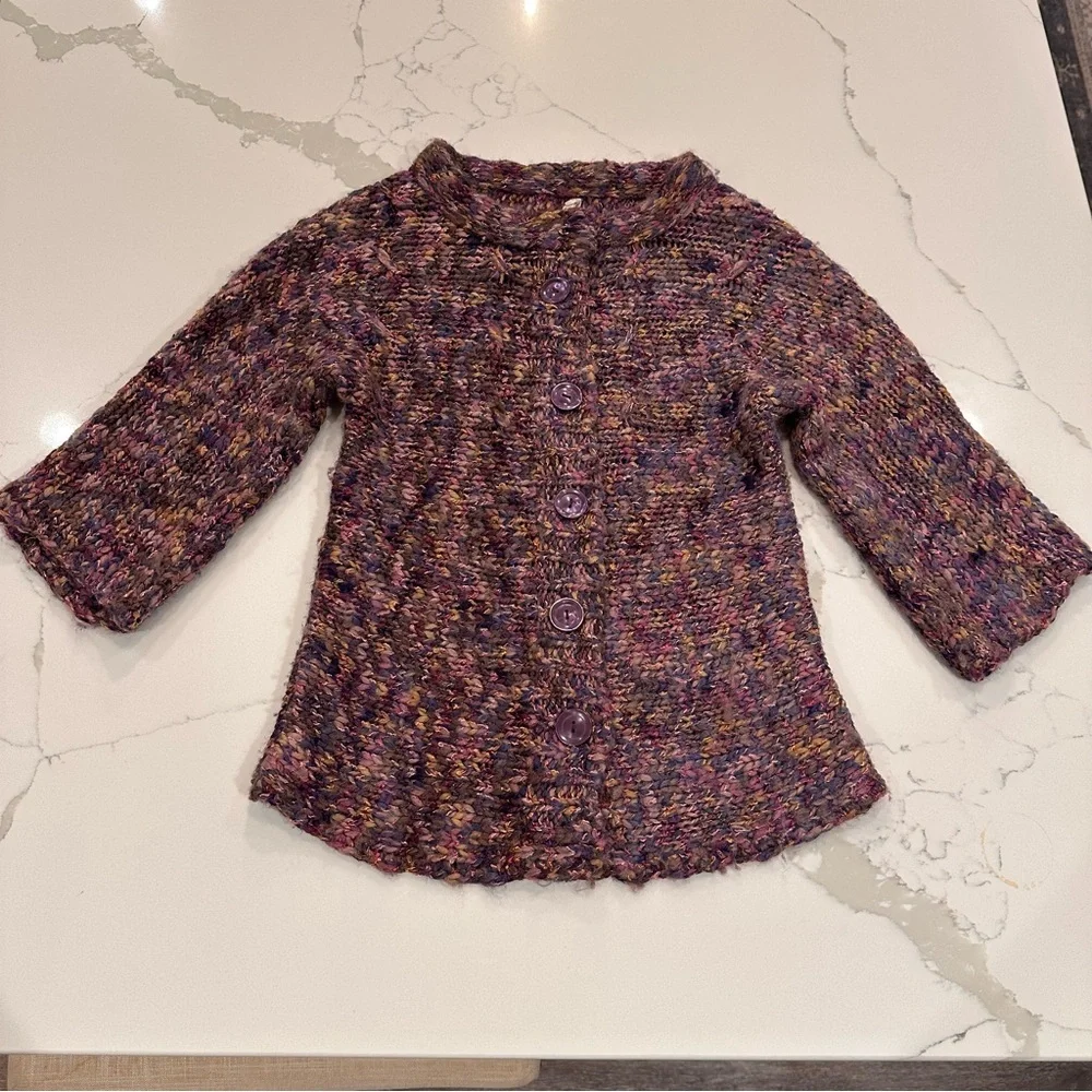 Leo & Nicole Chunky Knit Cardigan Women’s S Wool Blend Colorful Grandma Cottage